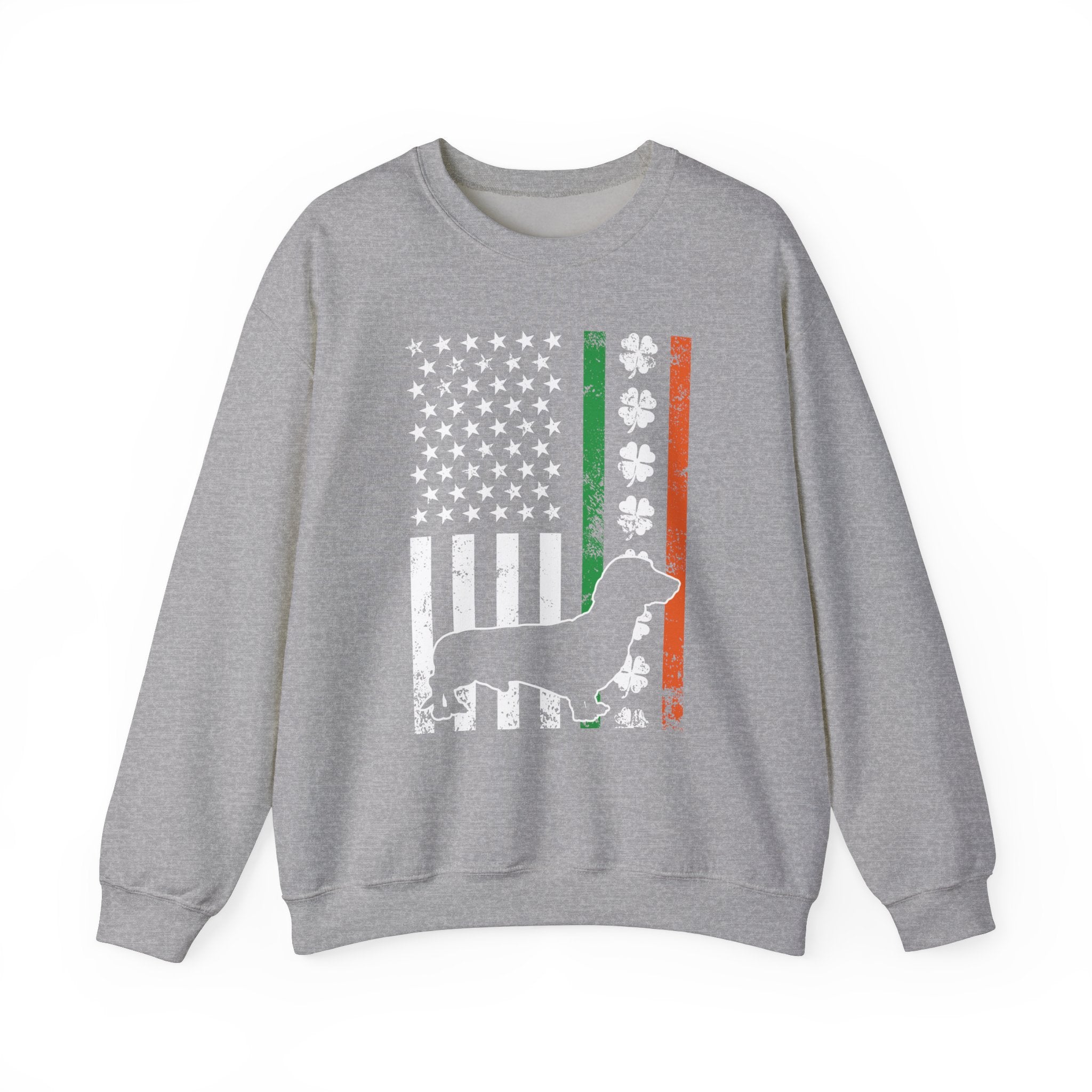 Dachshund American Flag Sweatshirt, St Patrick's Day Crewneck, Doxie Lover Gift, Wiener Owner Gift, Wiener Dog Mom Shirt, Doxie Mom Pullover