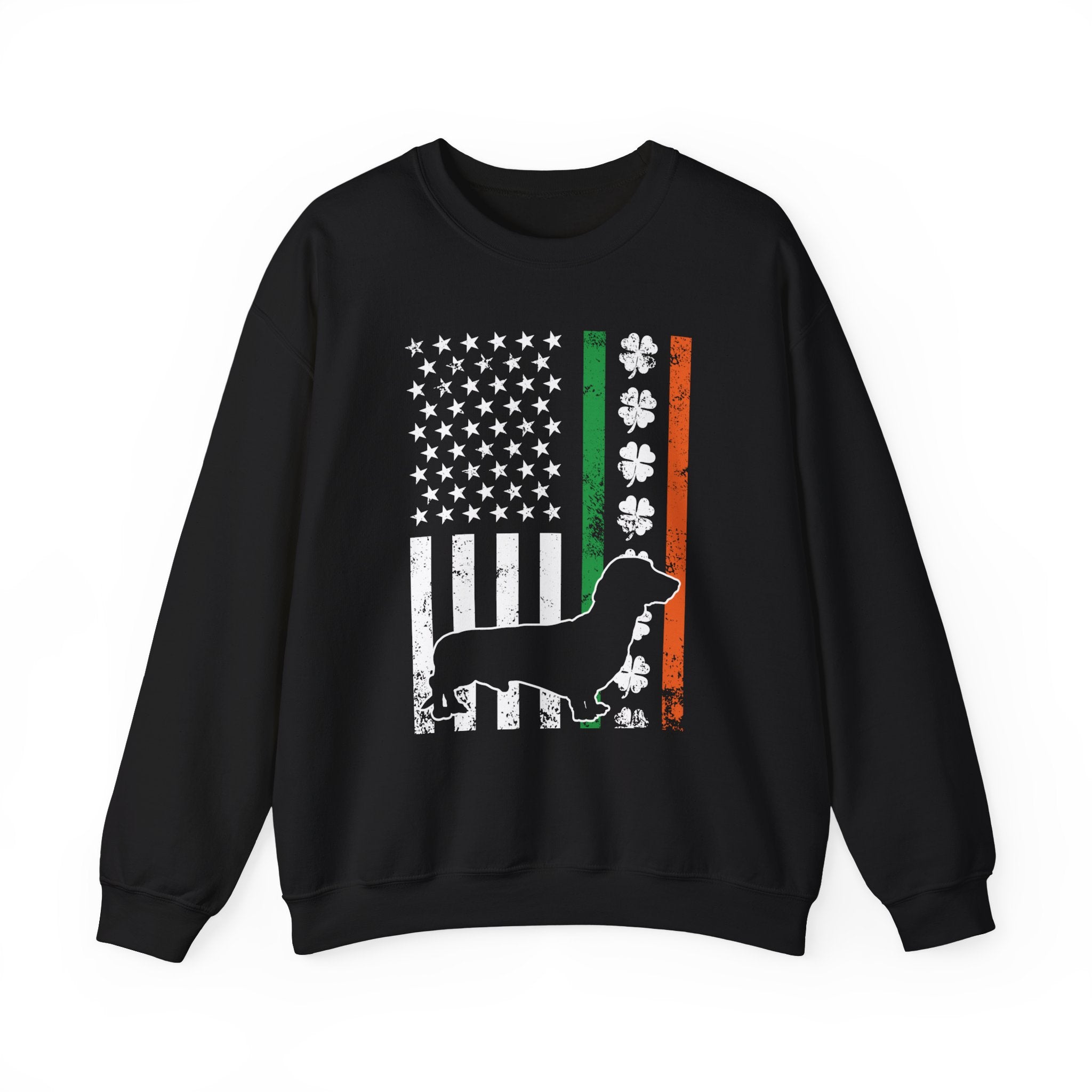 Dachshund American Flag Sweatshirt, St Patrick's Day Crewneck, Doxie Lover Gift, Wiener Owner Gift, Wiener Dog Mom Shirt, Doxie Mom Pullover