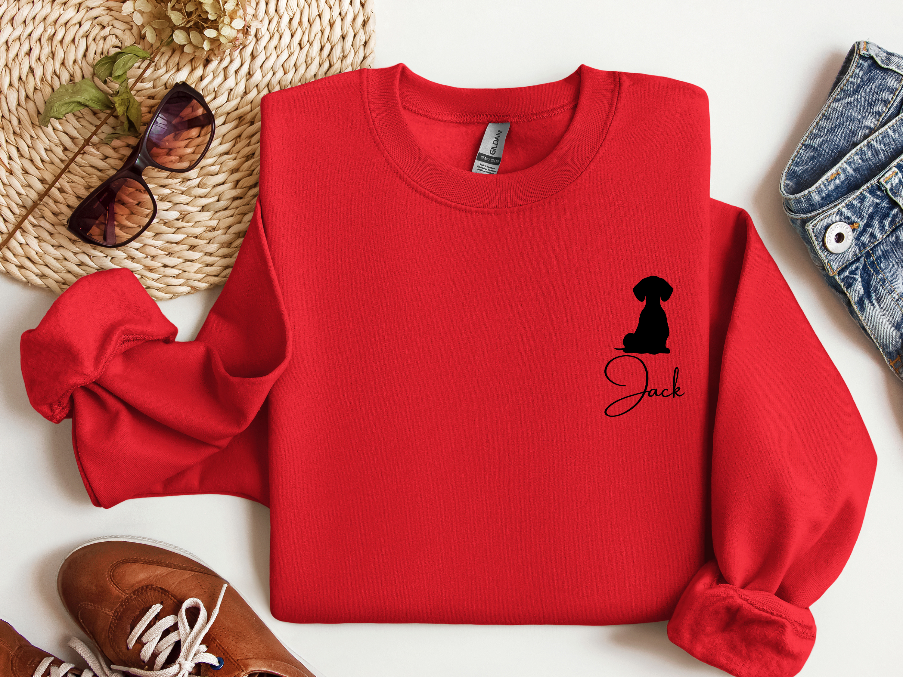 Customized Dog Silhouette Sweatshirt, Doxie lover shirt, Dog Name Sweater, Custom Pet Parent Sweatshirt, Personalized Pullover, Gift for Mom