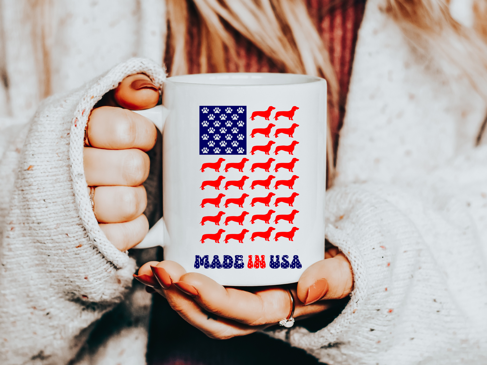 Dachshund Patriot Mug, Dachshund Flag Coffee Mug, Wiener Lover Drinking Gift, Dog Patriot Mug, Dachshund Parent Mug, Dachshund Owner Mug