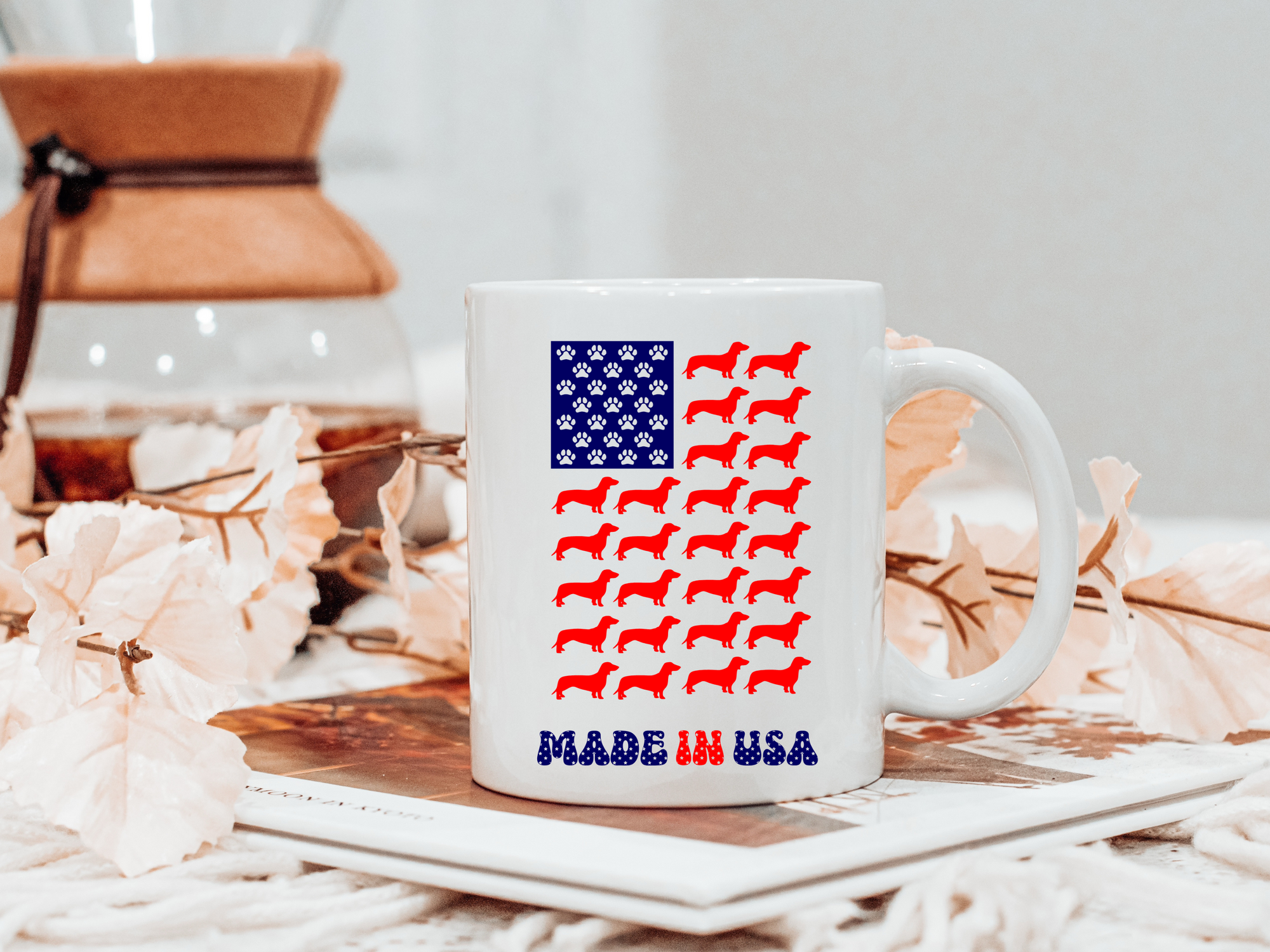 Dachshund Patriot Mug, Dachshund Flag Coffee Mug, Wiener Lover Drinking Gift, Dog Patriot Mug, Dachshund Parent Mug, Dachshund Owner Mug