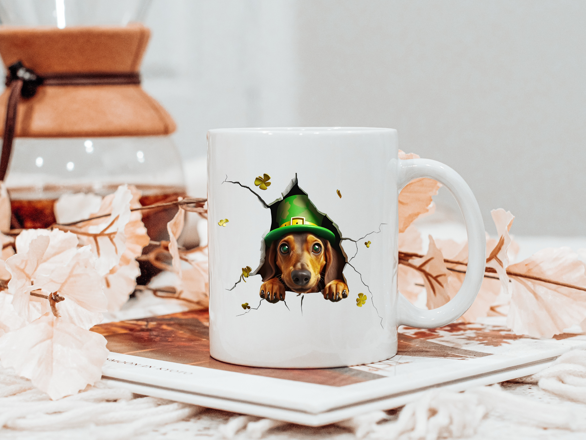 Dachshund St Patrick's Day Mug, Dachshund Shamrock Coffee Mug, Dachshund Lucky Parent Gift, Dachshund Lover Mug, Dachshund Owner Mug