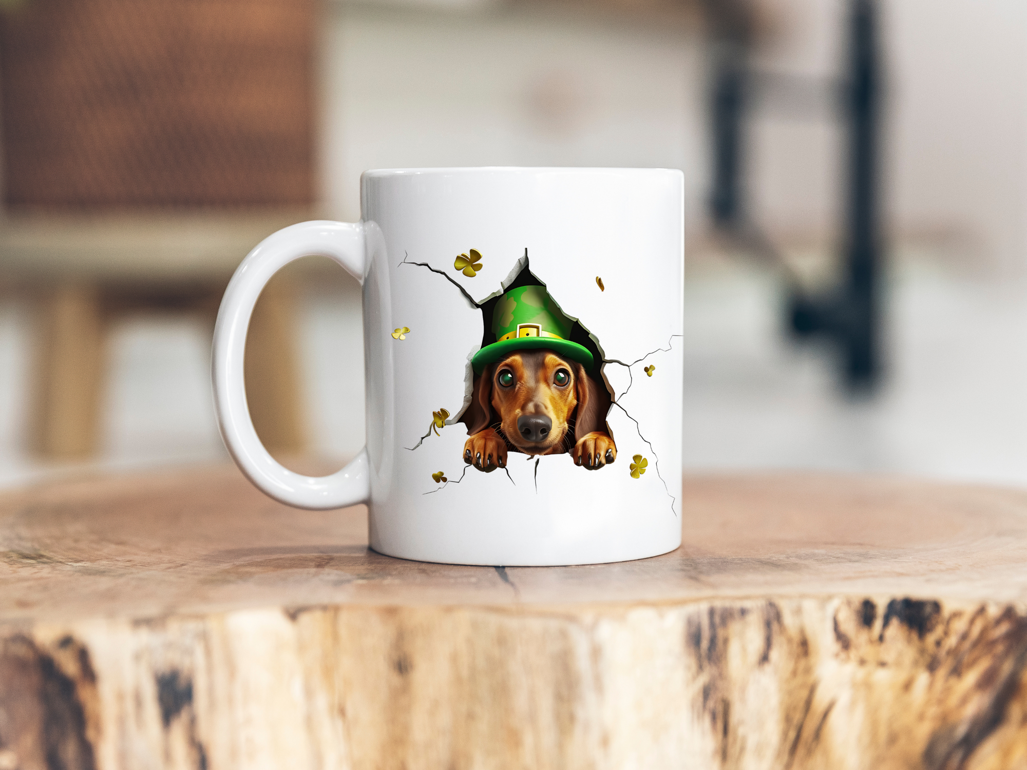 Dachshund St Patrick's Day Mug, Dachshund Shamrock Coffee Mug, Dachshund Lucky Parent Gift, Dachshund Lover Mug, Dachshund Owner Mug